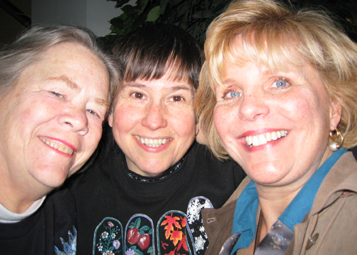 Janet, June and Karen at the airport